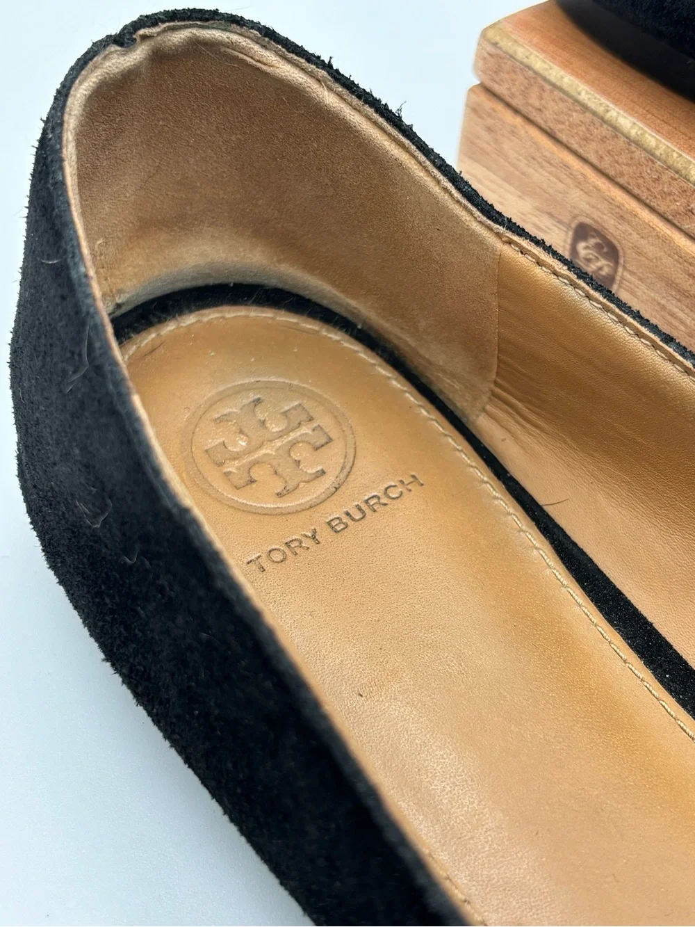Tory Burch Marsden Suede Smoking Loafer Perfect Black Gold Buckle Flats Sz 9.5